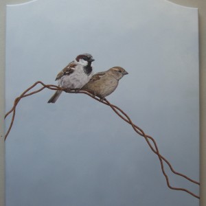 Oil on Panel – House Sparrows