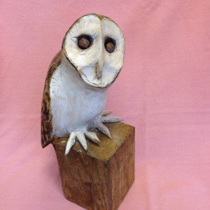 X (SOLD) Barn Owl on stump (Sycamore)