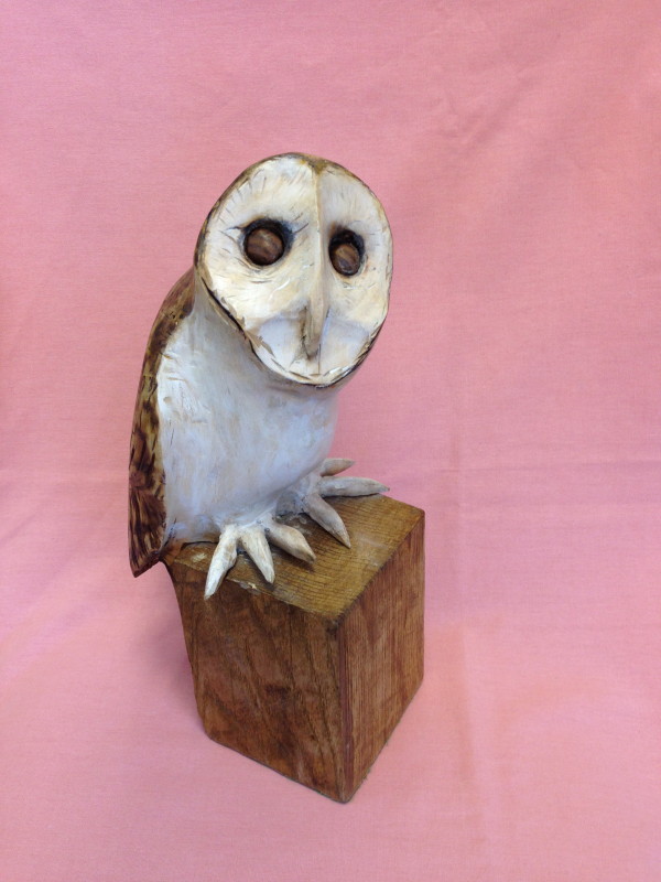 X (SOLD) Barn Owl on stump (Sycamore)