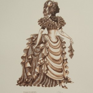 Edwardian Elegance Silhouette  “Lady with Handkerchief” (Sepia)