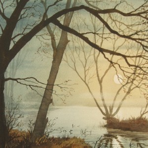 X (SOLD) Moonlight on Quiet Water, Earsham (1977)