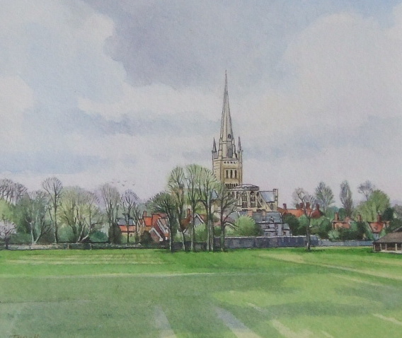 X09 (SOLD) Norwich Cathedral from the School Playing Fields, Tim Ball