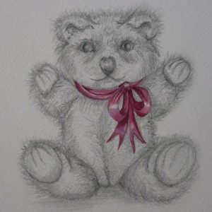 X01 (SOLD) Bear with pink ribbon