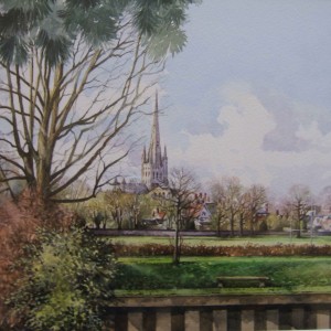 X17 (SOLD) Norwich Cathedral from the River, Tim Ball