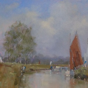X (SOLD) The Red Sail (Moored Boats)