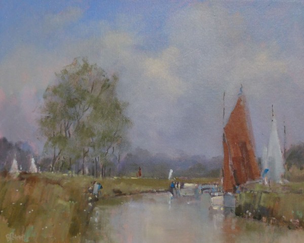 X (SOLD) The Red Sail (Moored Boats)