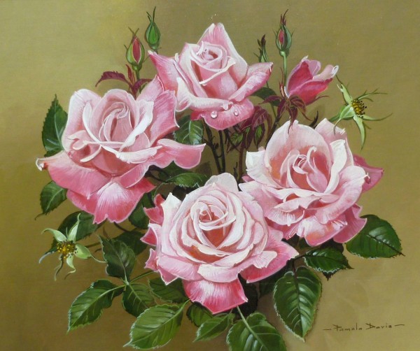 X (SOLD) A Spray of just Pink Roses