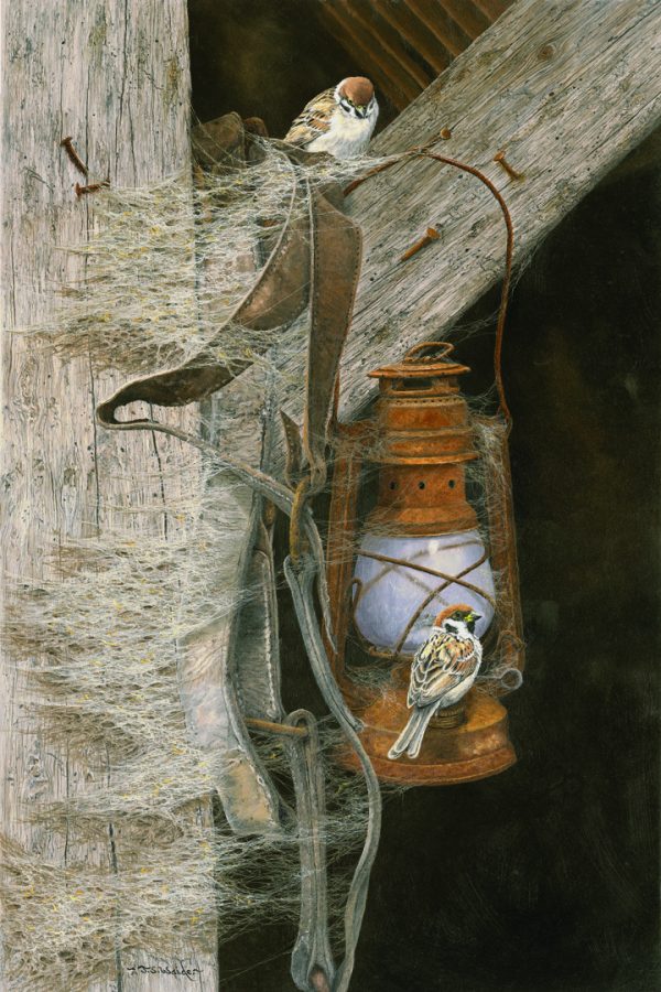 X(SOLD) Old Lantern (Tree Sparrows)