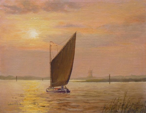 X (SOLD) Broadland Sunset with Wherry