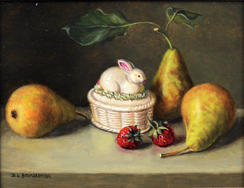 X09 (SOLD) Rabbit Pot with Pears