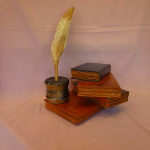 Desk Books, Ink Pot and Quill (Books and Ink Pot-Cedar, Quill-Yew)