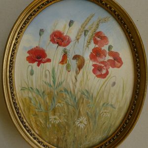 Oval – Poppies and Field Mouse