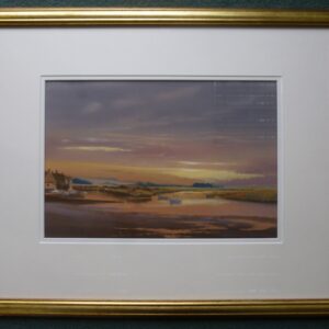 X (SOLD) Sunset at Burnham Overy Staithe Norfolk (showing the frame)