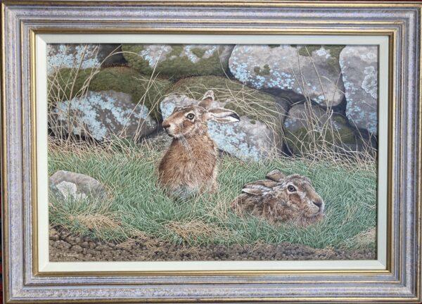 Guarding the Doe (Brown Hares) – Showing the Frame