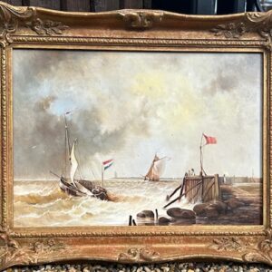 Dutch Sailing Boat in choppy seas off the Headland – Showing the Frame